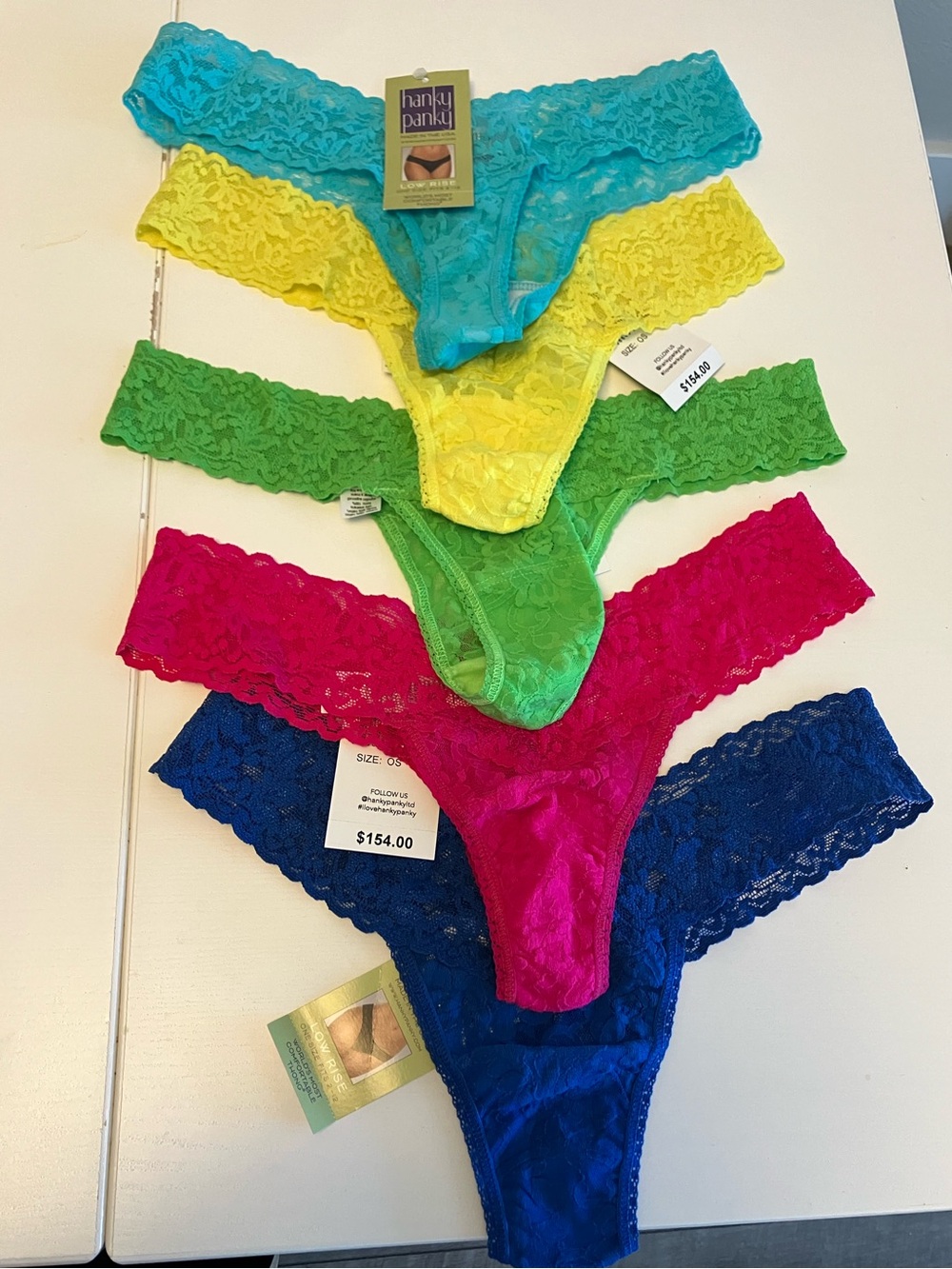 NWT Hanky Panky Rainbow Low Rise Lace Thong Set (5)